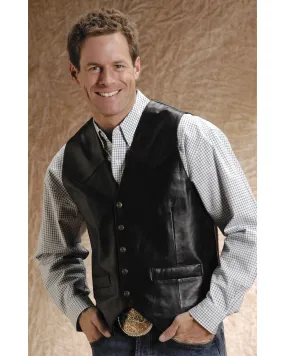 Product Name:  Roper Lamb Leather Black Vest - Big & Tall