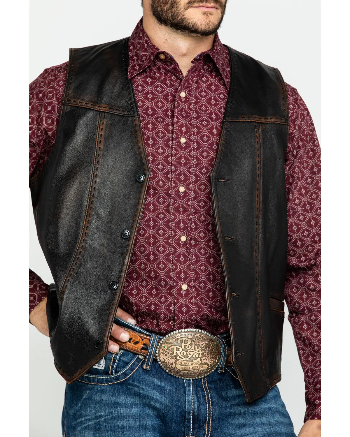 Product Name:  Scully Leatherwear Men's Leather Buck Stitch Vest