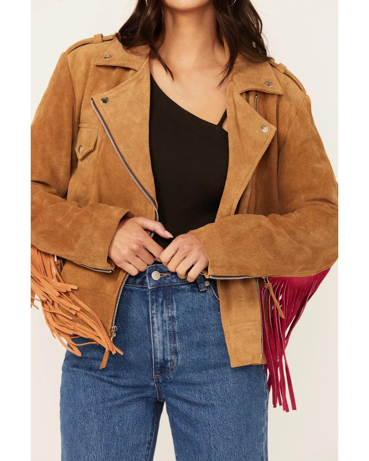 Product Name:  Western & Co Women's Fringe Suede Biker Jacket