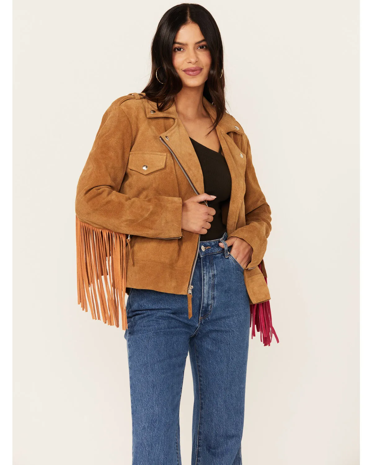 Product Name:  Western & Co Women's Fringe Suede Biker Jacket