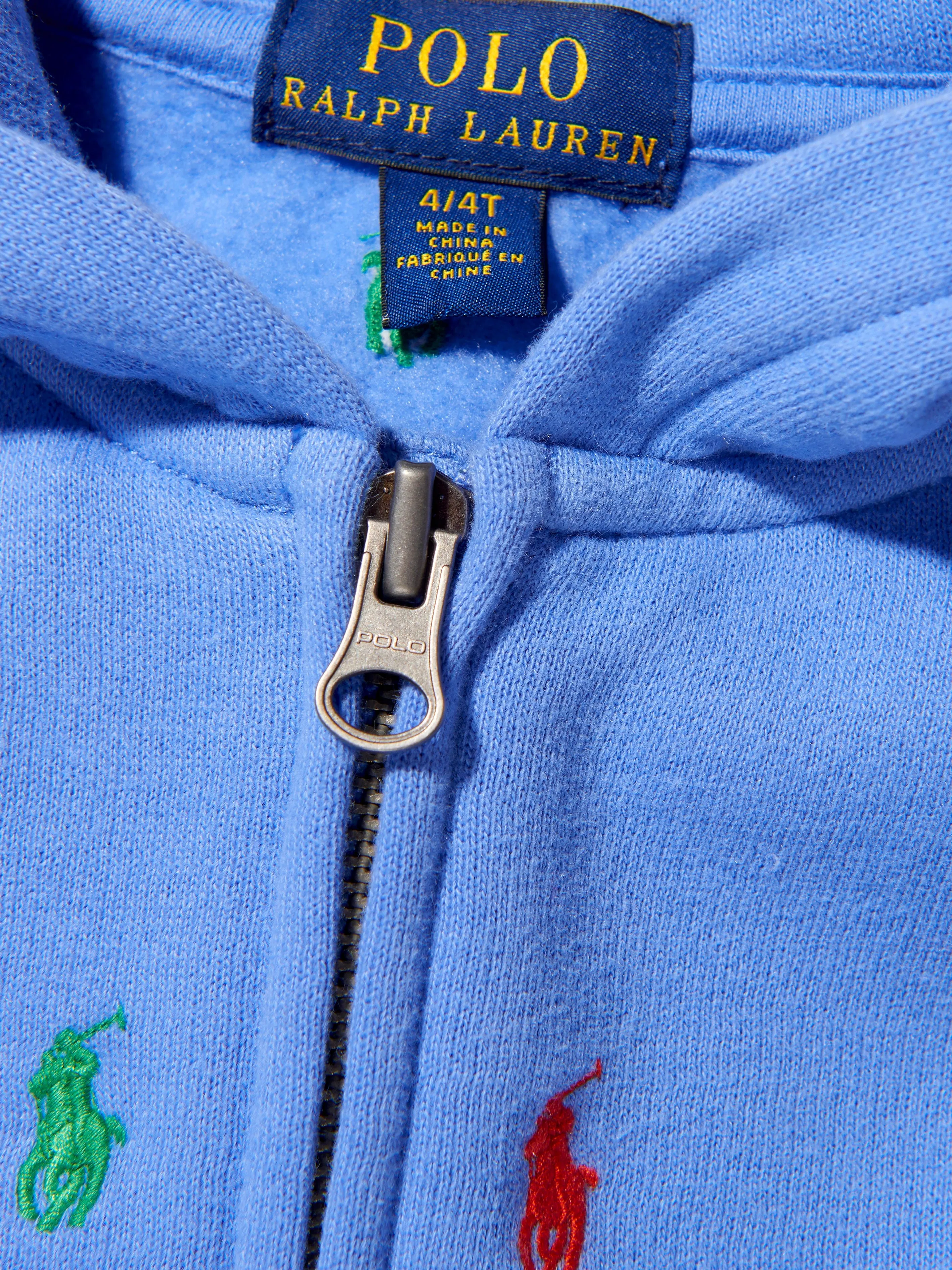 Ralph Lauren Boys Logo Zip Up Hoodie in Blue