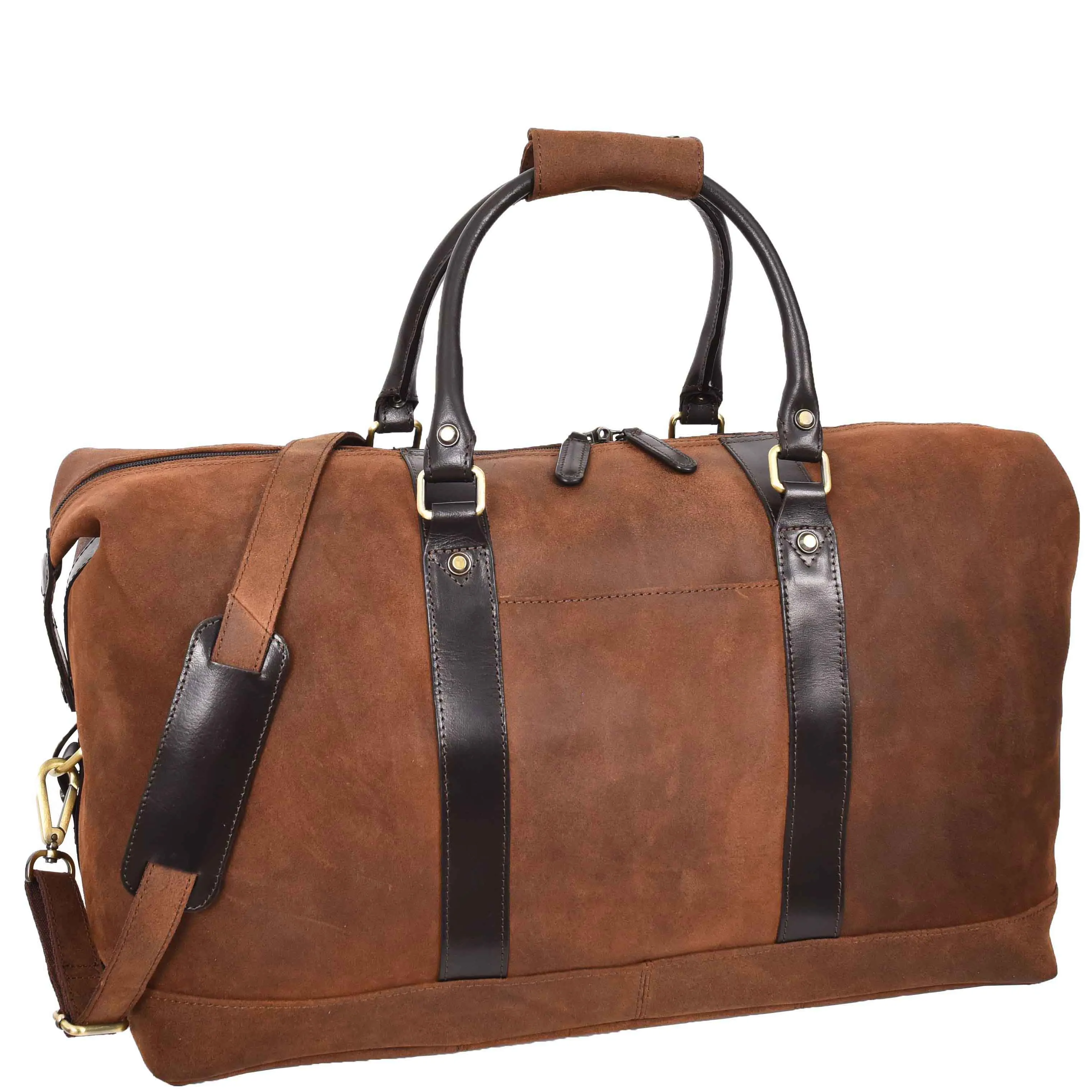 Real Leather Large Size Holdall Duffle Bag Vintage Brown HOL788