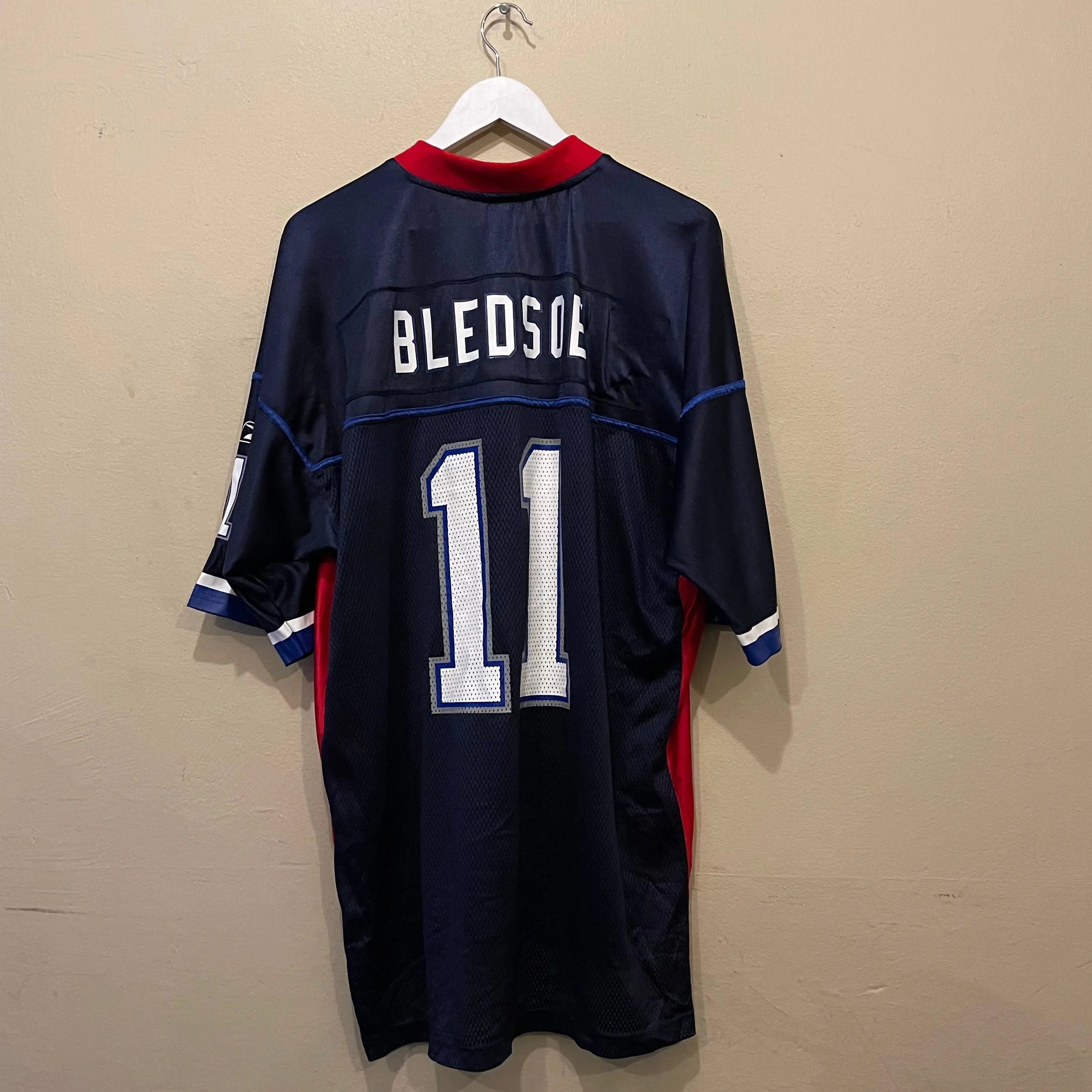 Reebok Buffalo Bills Bledsoe #11 Red Navy NFL Jersey