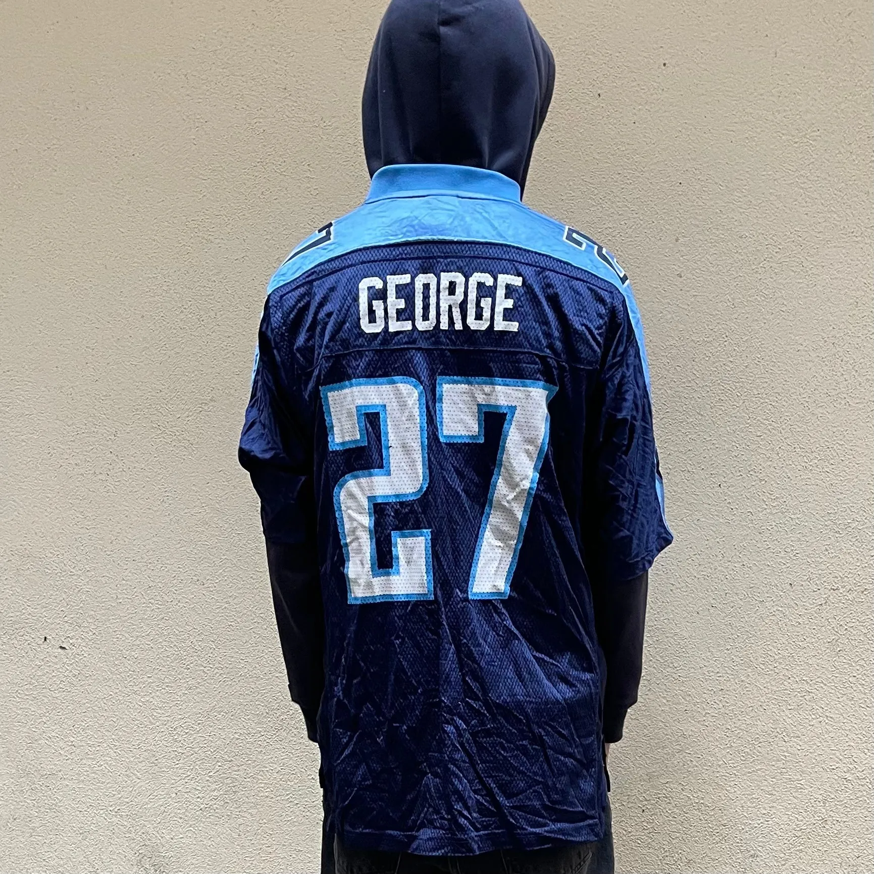 Reebok Tennessee Titans George #27 Navy On Field NFL Jersey