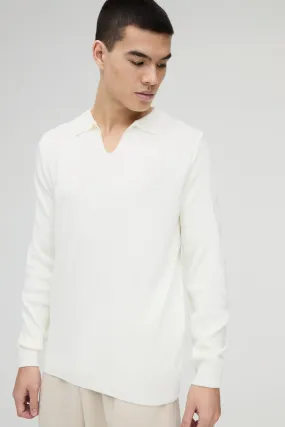 Regular Long Sleeve Knitted Polo Jumper