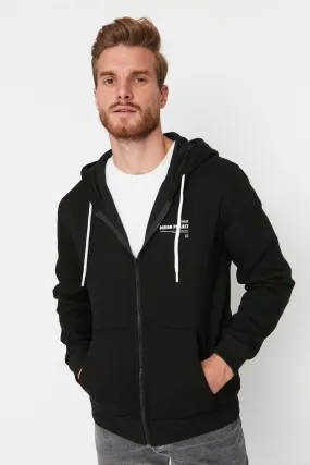 Regular/Normal Cut Hooded Slogan Printed Fleece/Warm Sweatshirt