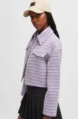 Relaxed-fit cropped jacket in a bouclé cotton blend