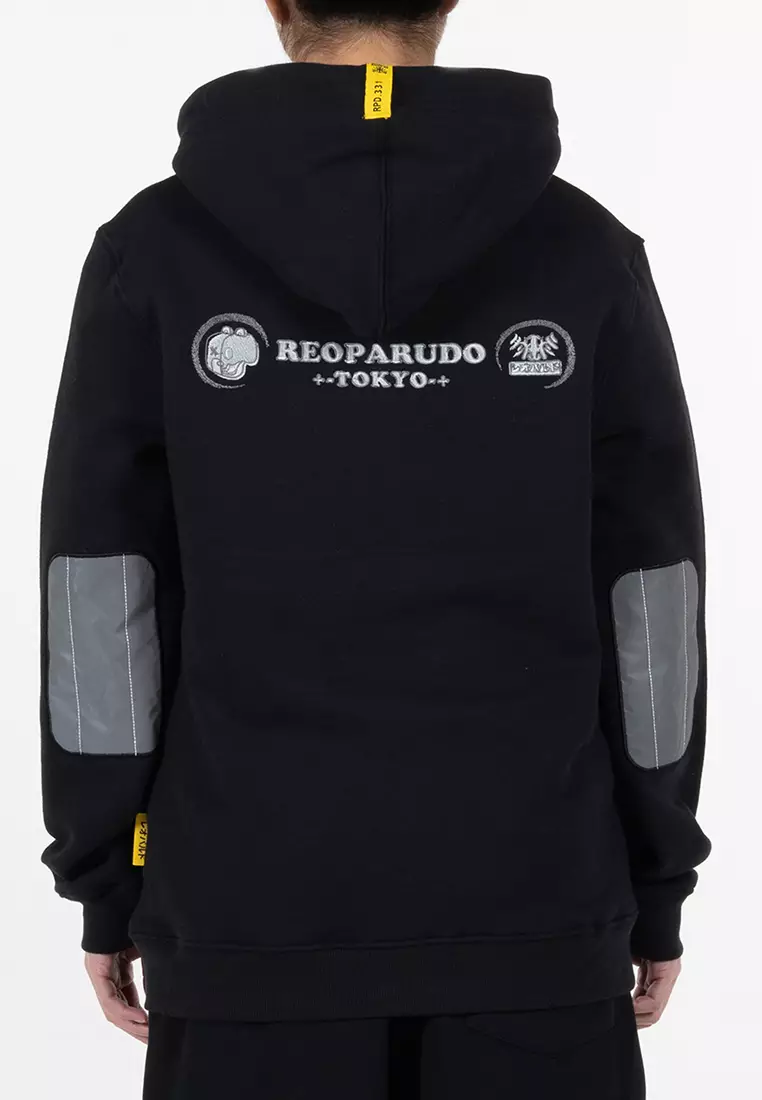 Reoparudo Reoparudo "Shinigami" Embroidered Reflective hooded Jacket (Black)