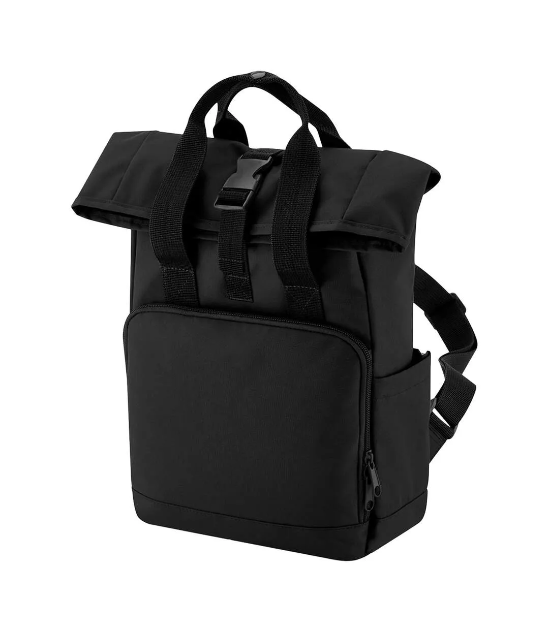 Roll top recycled twin handle backpack one size black Bagbase