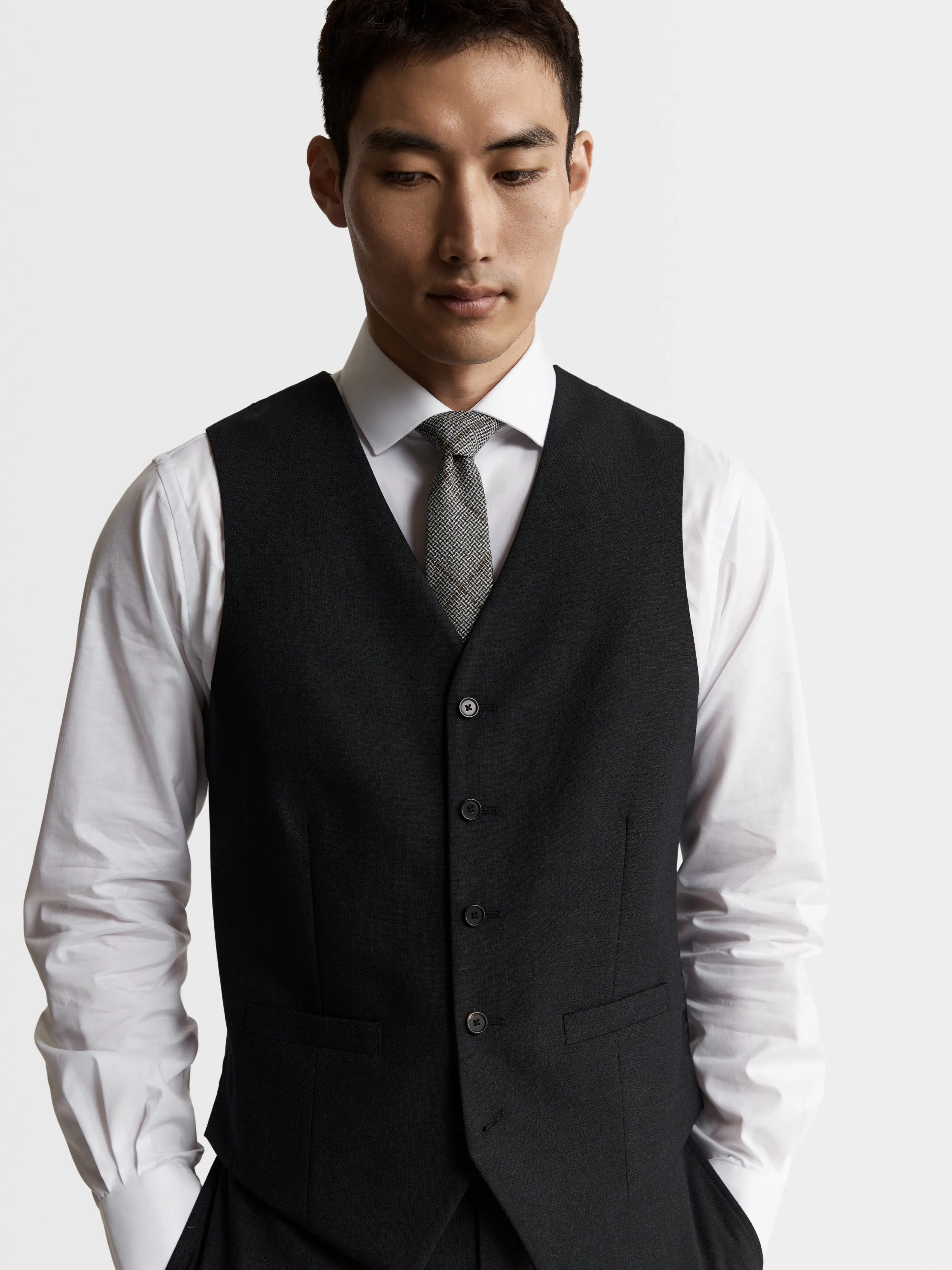 Ronnie Italian Luxury Slim Charcoal Waistcoat