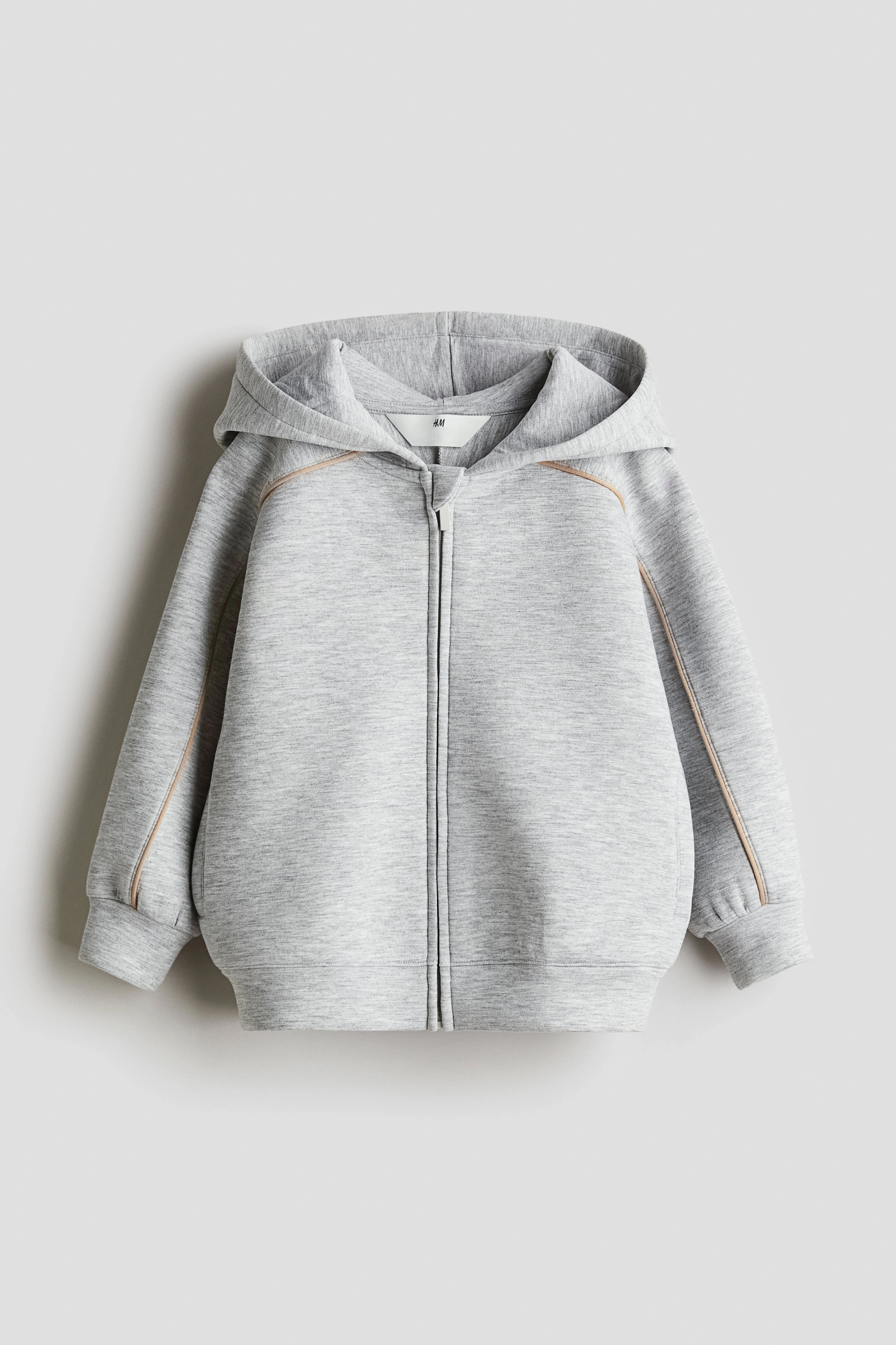 Scuba zip-through hoodie - Round neck - Long sleeve - Light grey marl - Kids | H&M GB