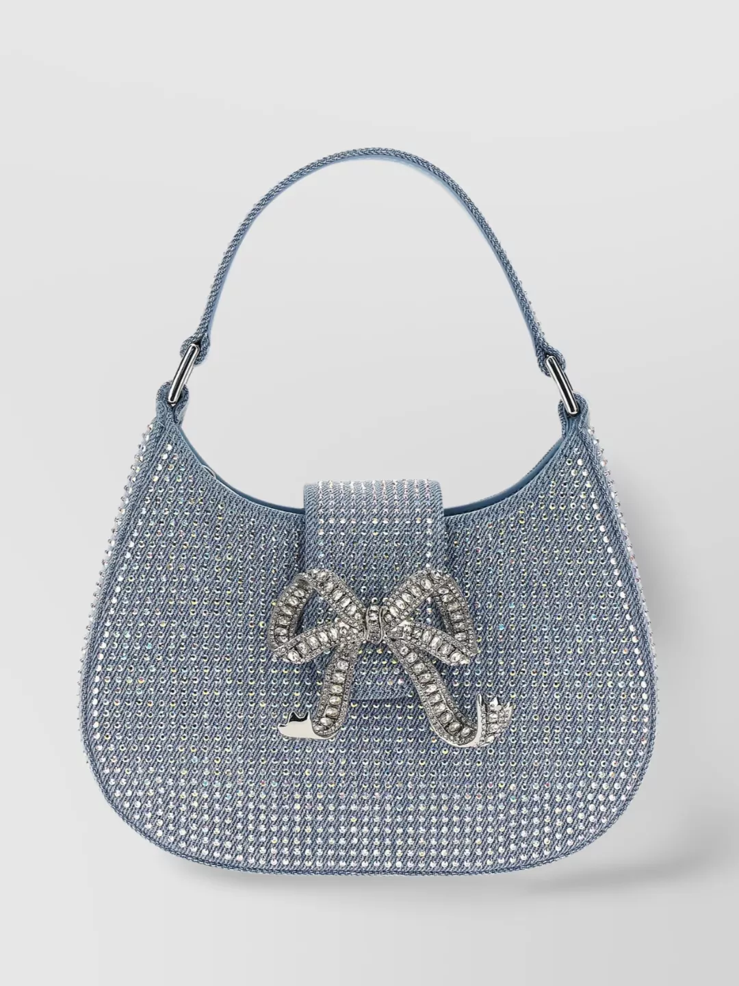 Self-Portrait   Bow detail metallic rhinestone structured handbag