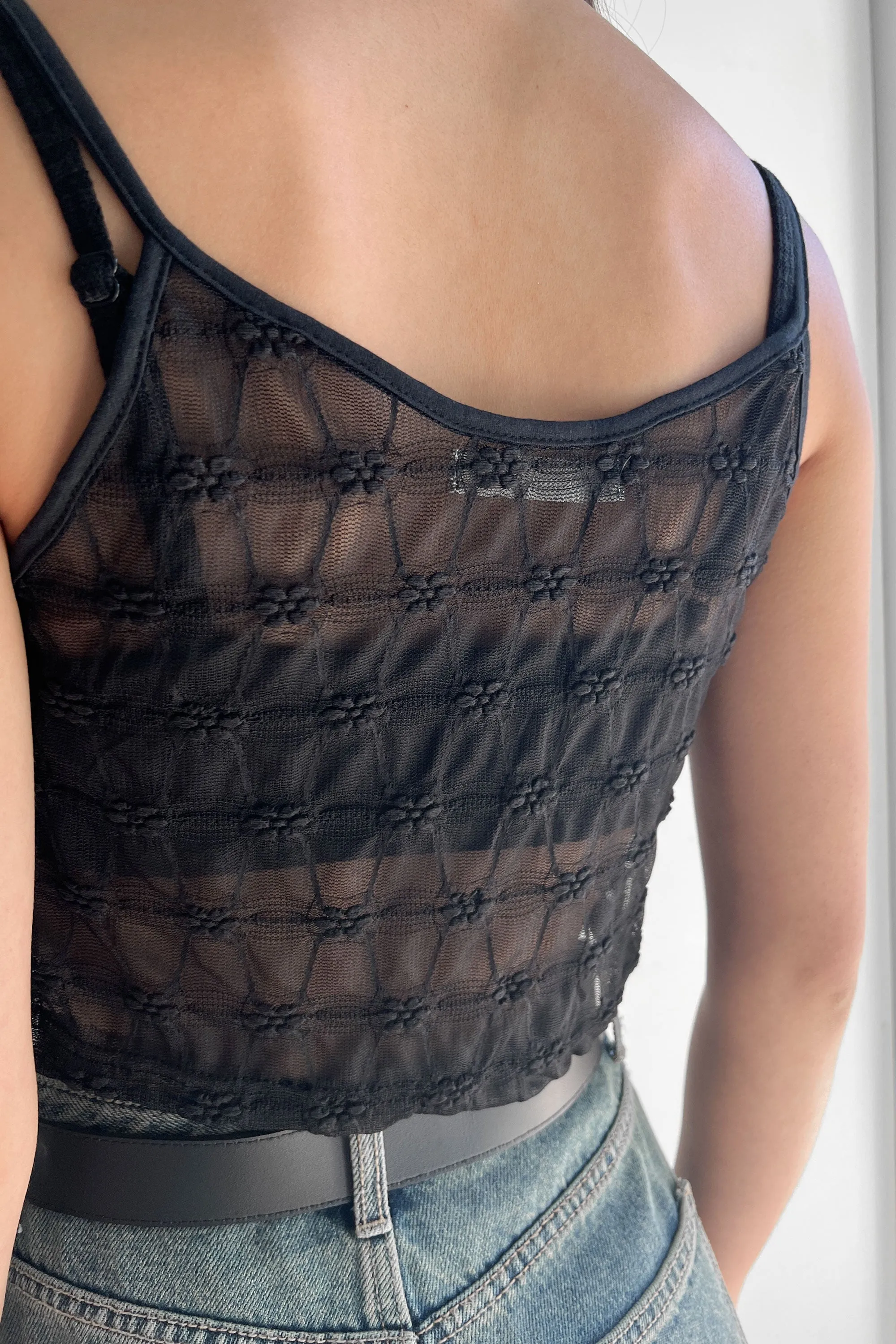 SHEER TANK WITH TIE FRONT