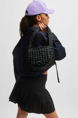 Shoulder bag in quilted-effect faux leather