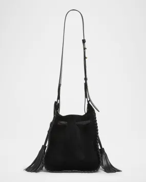 Silao Braided Tassel Suede & Leather Bucket Bag