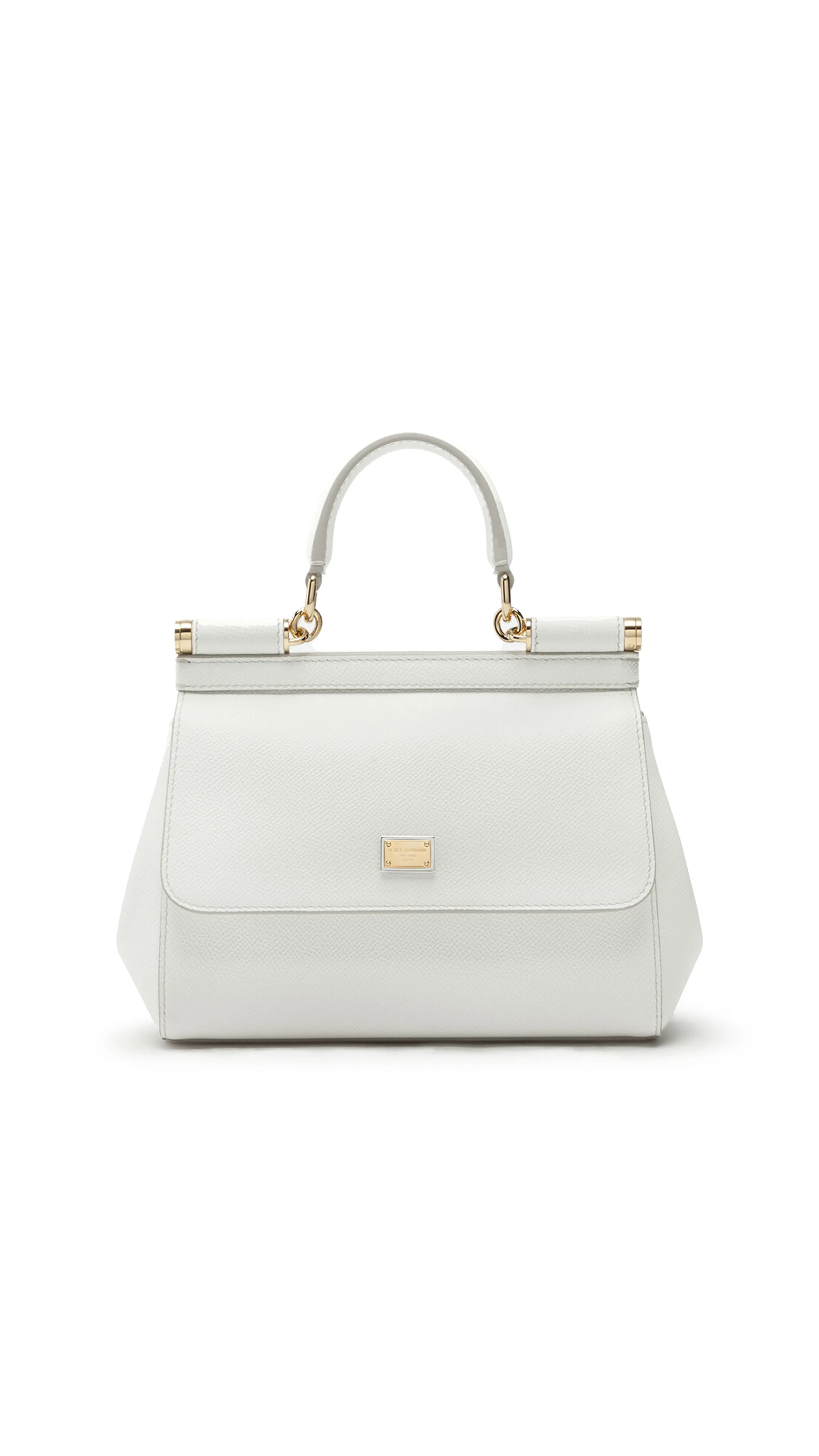 Small Dauphine Leather Sicily Bag - White