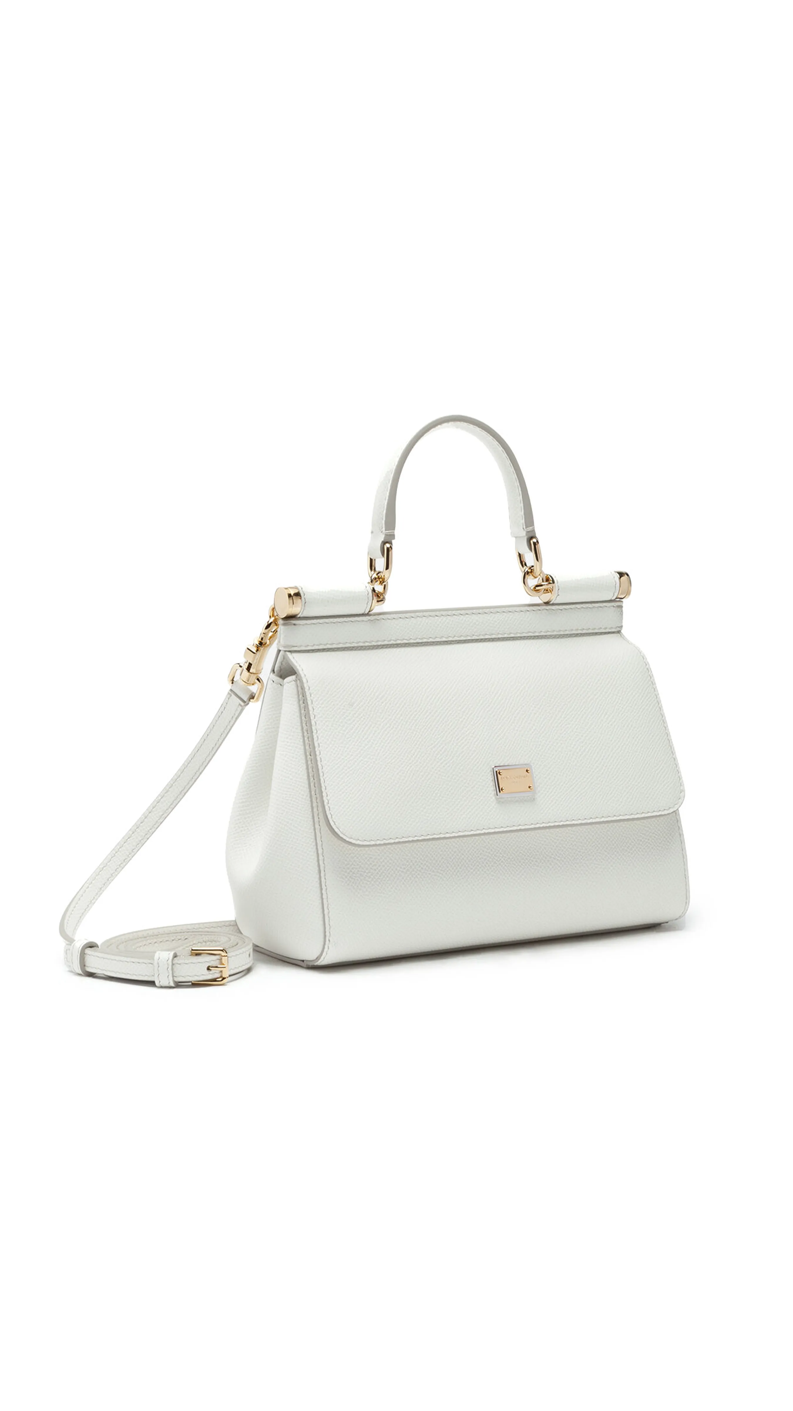 Small Dauphine Leather Sicily Bag - White