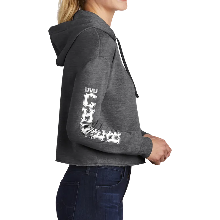 Sport-Tek Ladies PosiCharge Tri-Blend Wicking Fleece Crop Hooded Pullover - Cheer Block