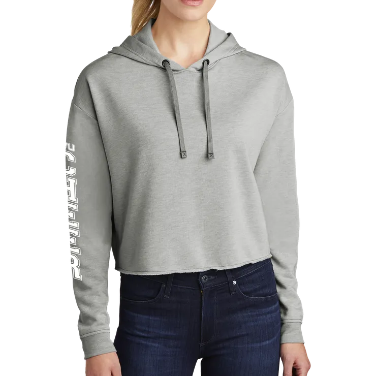 Sport-Tek Ladies PosiCharge Tri-Blend Wicking Fleece Crop Hooded Pullover - Cheer Block