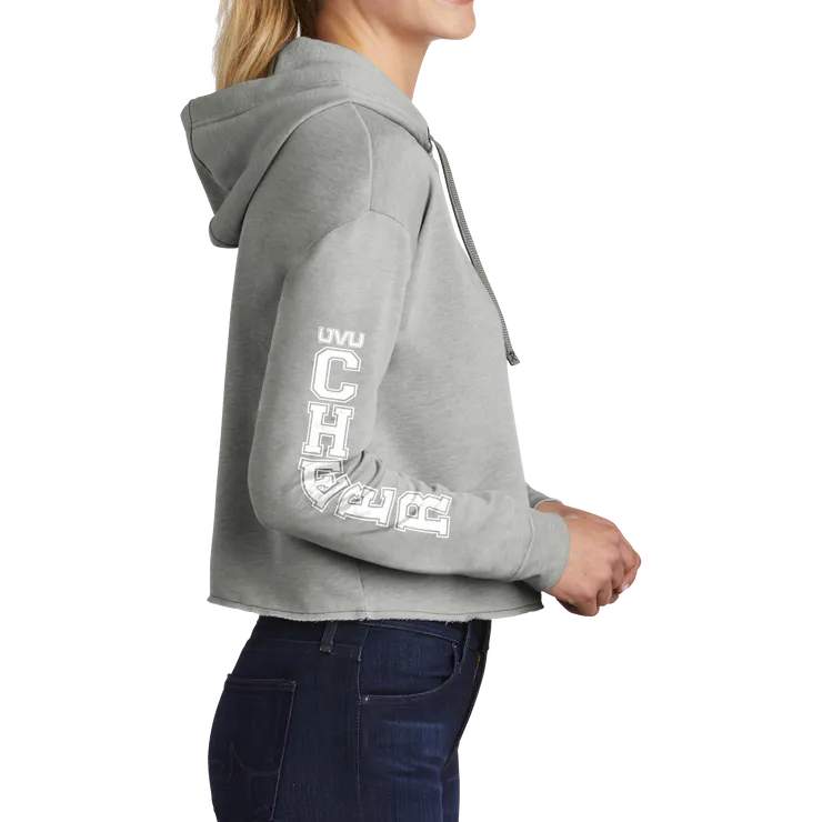 Sport-Tek Ladies PosiCharge Tri-Blend Wicking Fleece Crop Hooded Pullover - Cheer Block