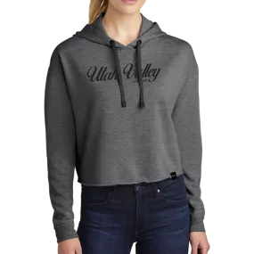 Sport-Tek Ladies PosiCharge Tri-Blend Wicking Fleece Crop Hooded Pullover - UV Cursive