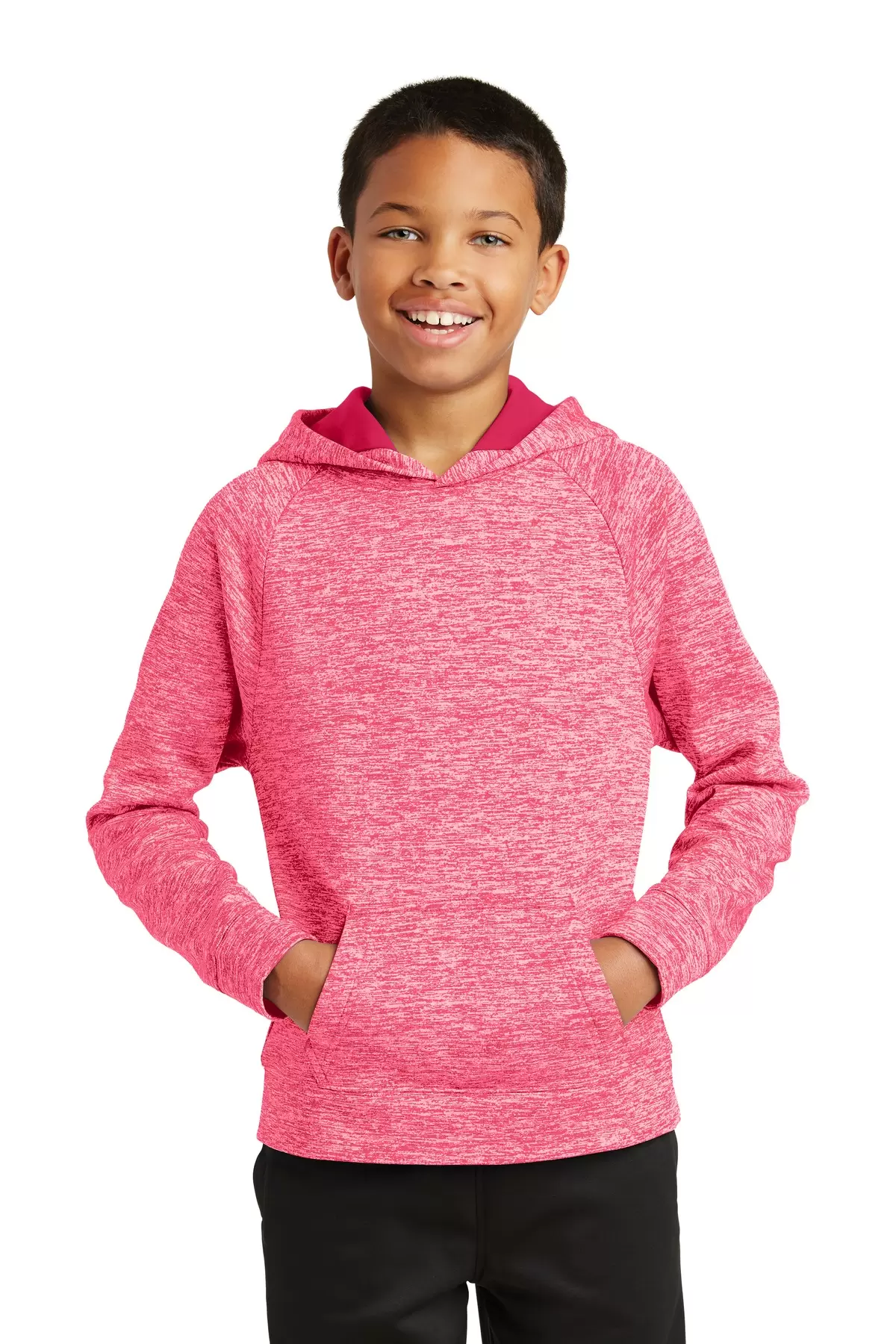 Sport Tek YST225 Sport-Tek Youth PosiCharge Electric Heather Fleece Hooded Pullover SKU: YST225