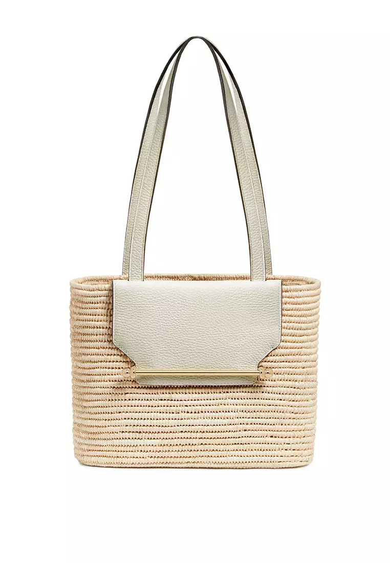 Strathberry THE STRATHBERRY BASKET BAG -RAFFIA/LEATHER VANILLA