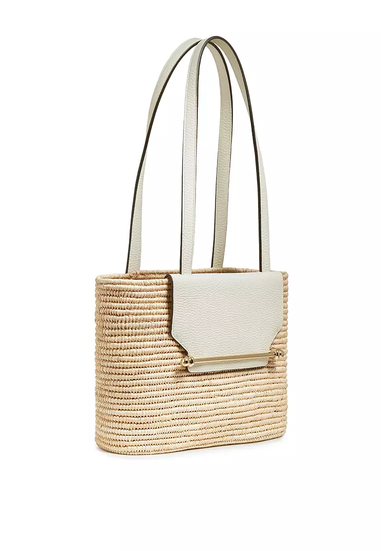 Strathberry THE STRATHBERRY BASKET BAG -RAFFIA/LEATHER VANILLA