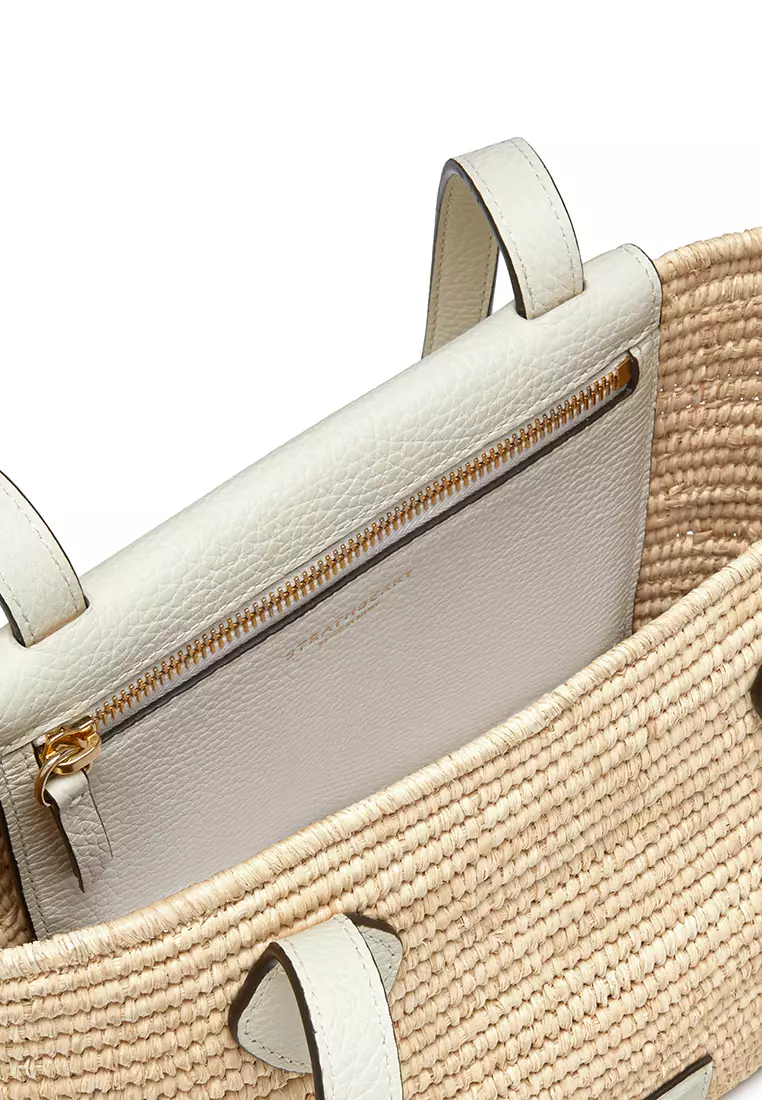 Strathberry THE STRATHBERRY BASKET BAG -RAFFIA/LEATHER VANILLA