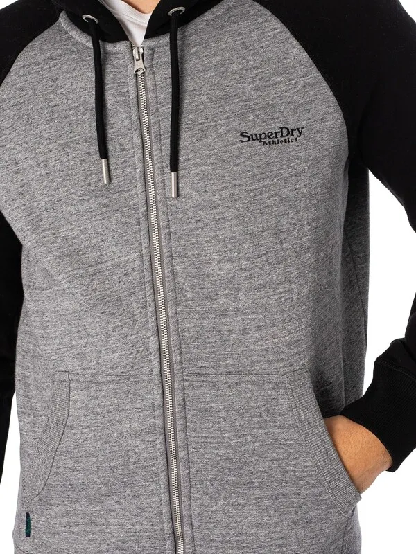 Superdry Essential Baseball Zip Hoodie - Dark Grey Fleck Marl