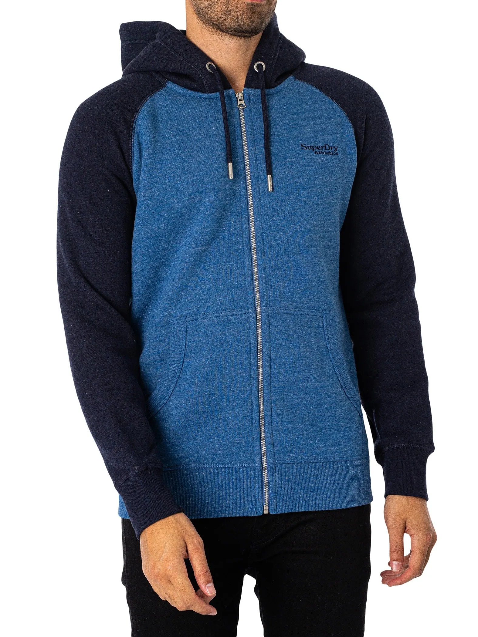 Superdry Essential Baseball Zip Hoodie - Midwest Blue Marl/Rich Navy