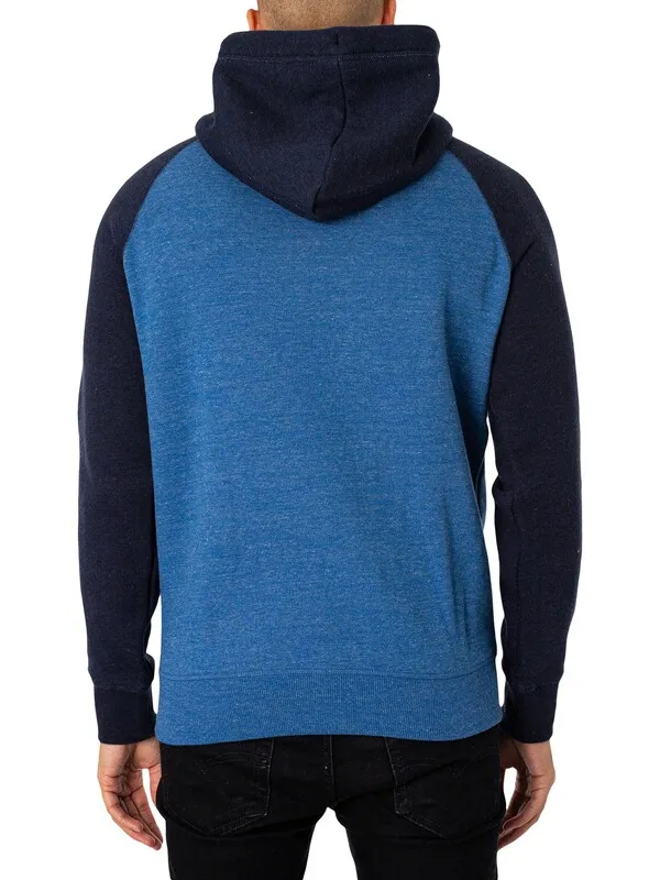 Superdry Essential Baseball Zip Hoodie - Midwest Blue Marl/Rich Navy