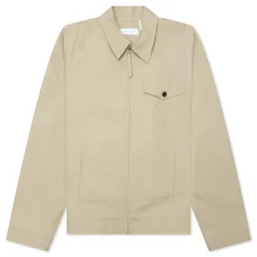 Tailored Cotton Zip-Up Jacket - Taupe