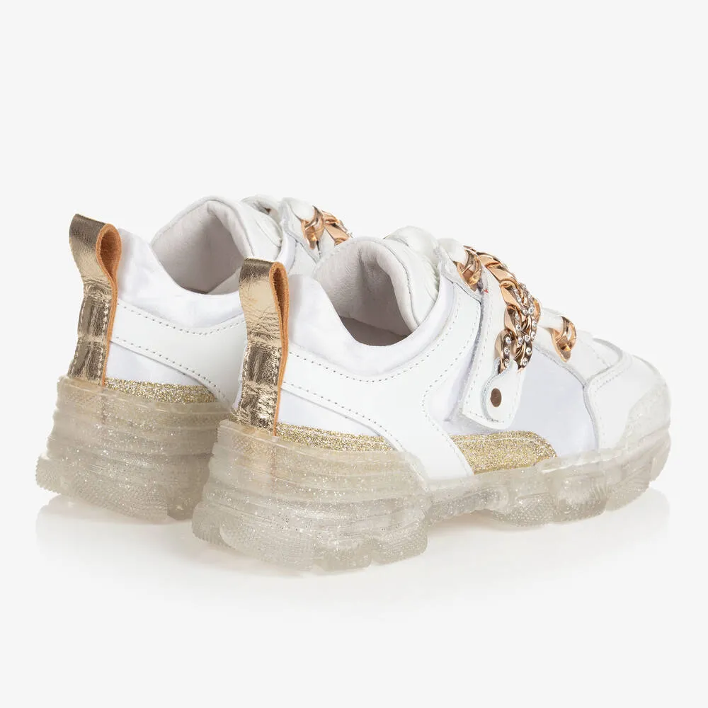 Teen Girls White Chain Detail Trainers