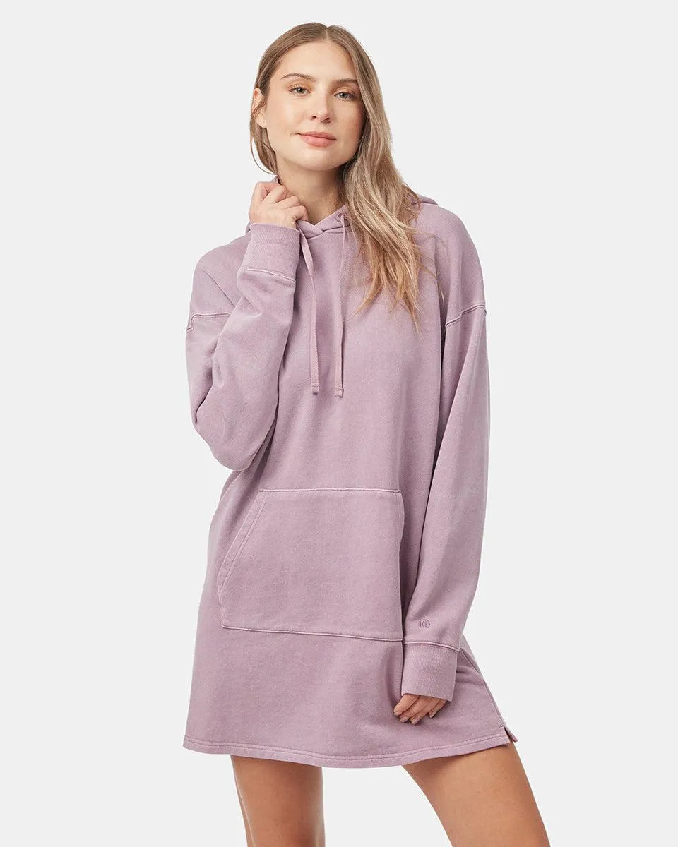 Tentree Organic Cotton French Terry Hoodie Dress In Lilac Chalk