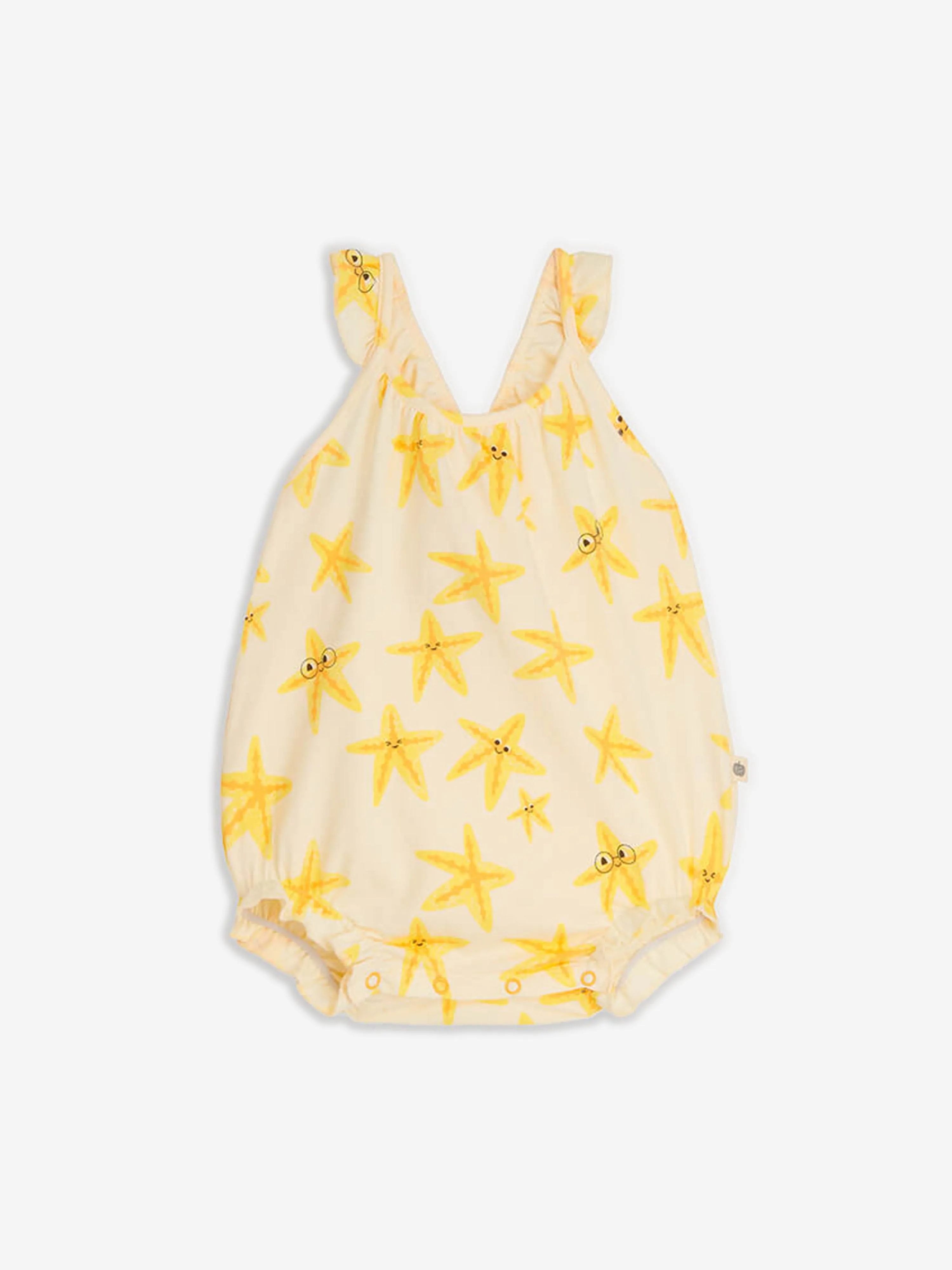 The Bonnie Mob Baby Girls Clarion Starfish Bubble Romper in Ivory