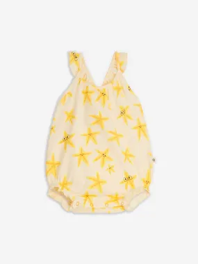 The Bonnie Mob Baby Girls Clarion Starfish Bubble Romper in Ivory