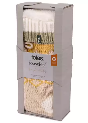 Totes Ladies Fair Isle Sherpa Lined Slipper Socks | Kaleidoscope