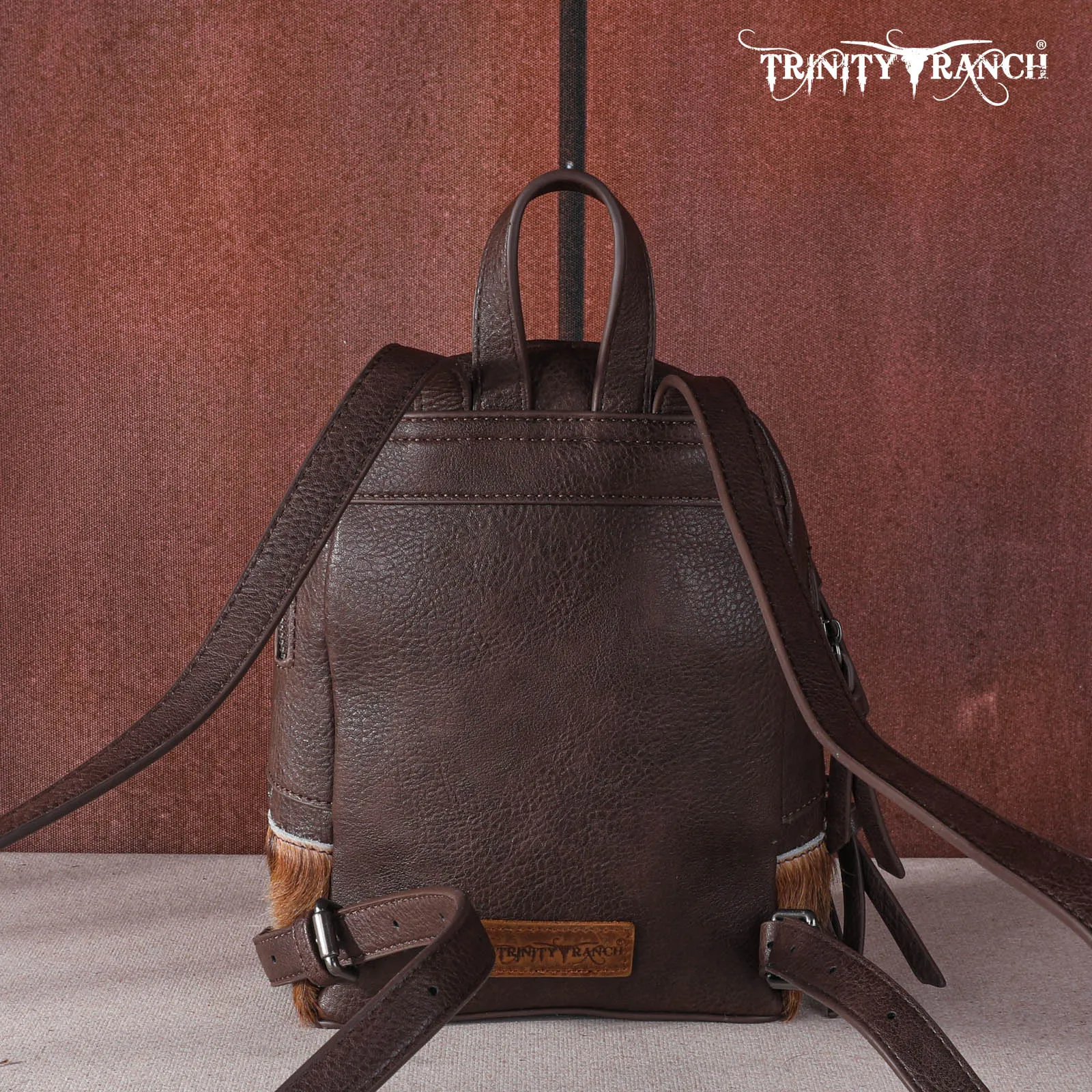 TR160-9110A Trinity Ranch Hair-On Cowhide Collection Mini Backpack