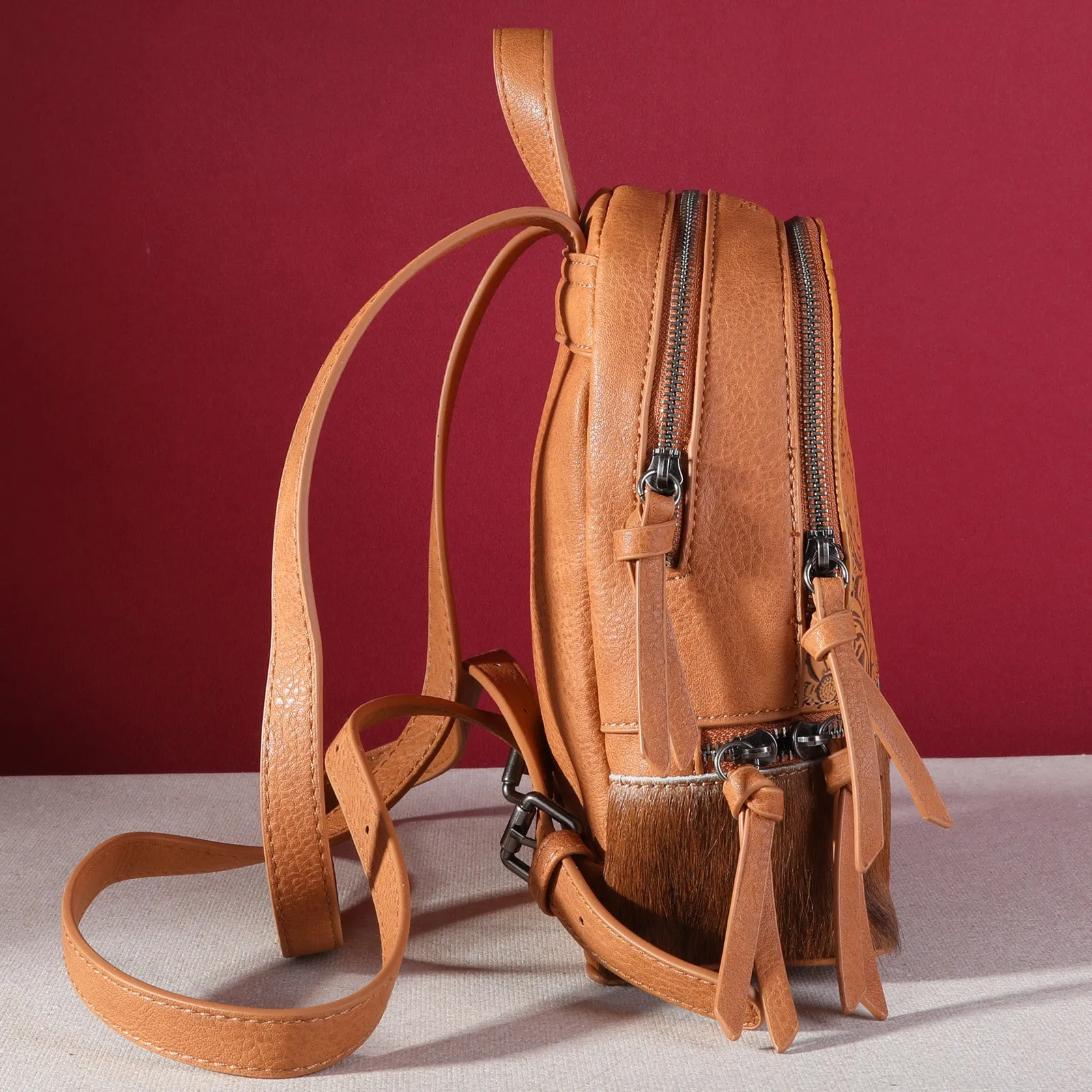 TR160-9110A Trinity Ranch Hair-On Cowhide Collection Mini Backpack