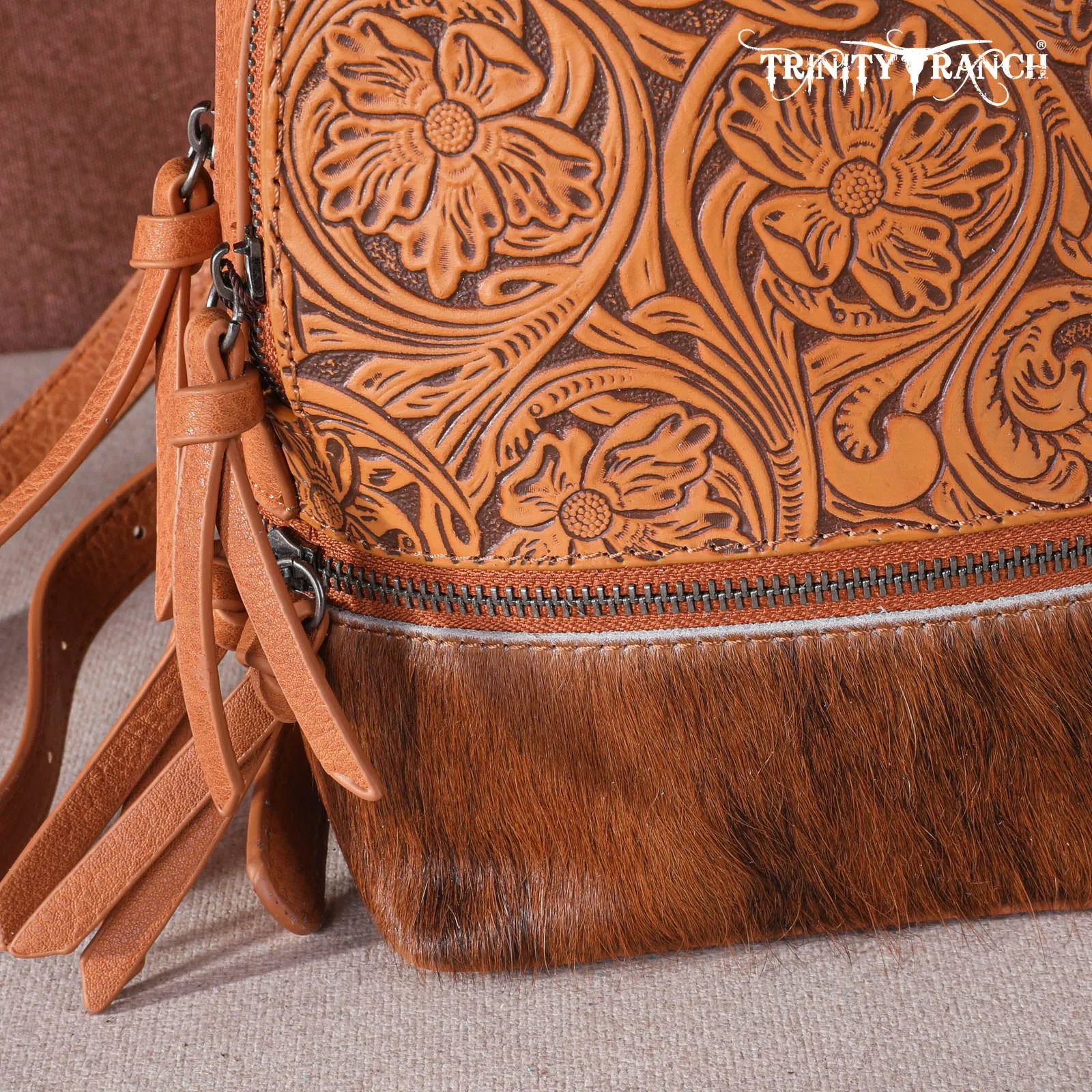 TR160-9110A Trinity Ranch Hair-On Cowhide Collection Mini Backpack