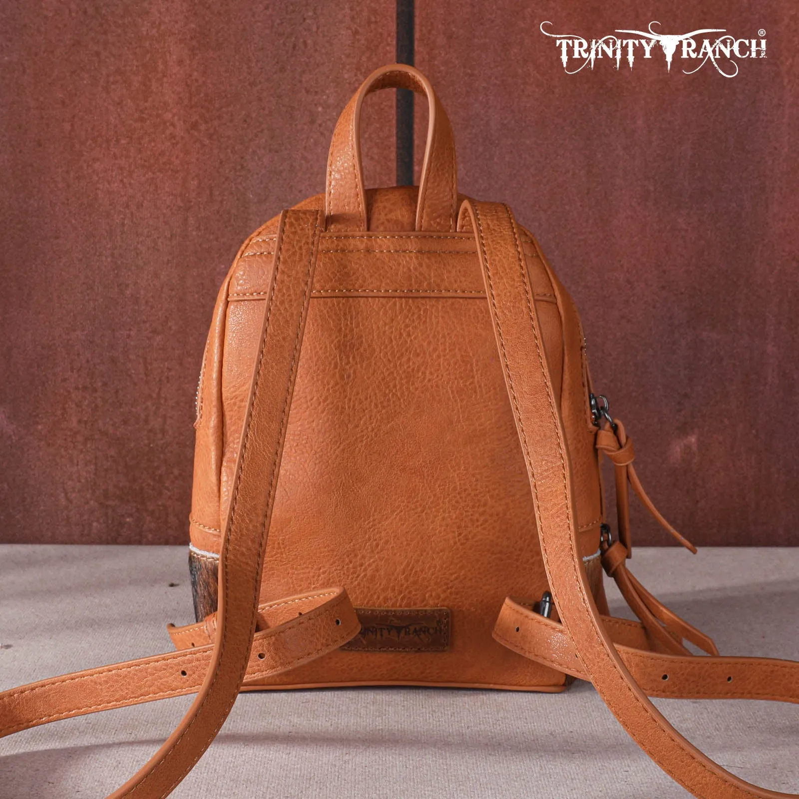 TR160-9110A Trinity Ranch Hair-On Cowhide Collection Mini Backpack