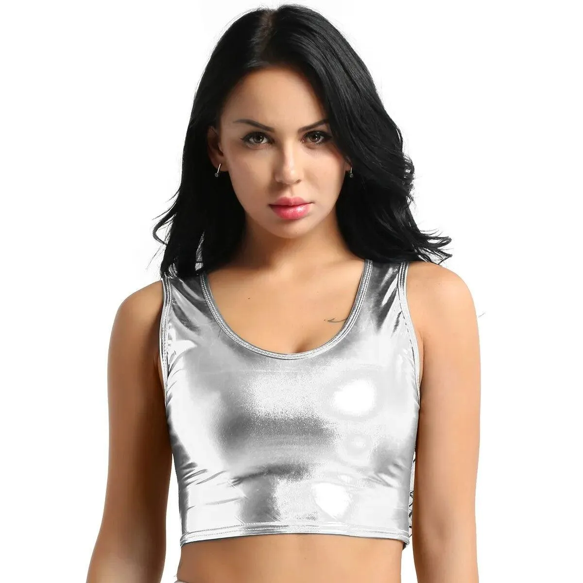 Ultra-thin Shaping Leather Vest Bodycon Soft Patent Leather Top