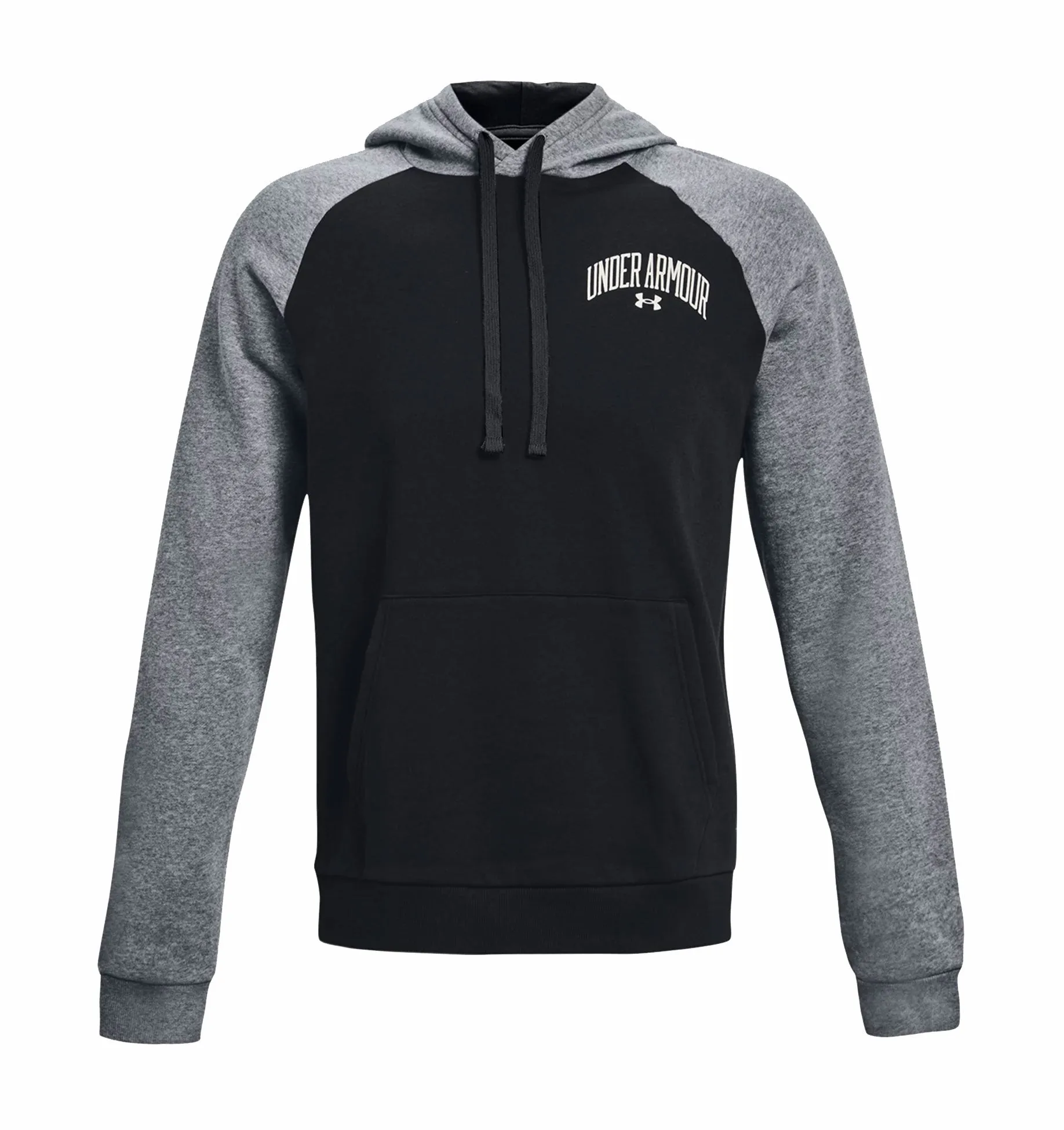 Under Armour Rival Fleece Wordmark Colourblock Hoodie - Mens - Black/Pitch Grey Light Heather/Onyx White