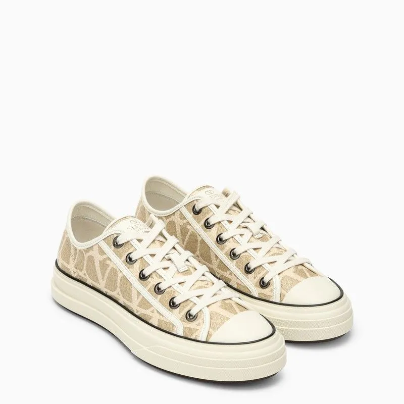 VALENTINO GARAVANI Beige and Ivory Jacquard Fabric Trainers for Women