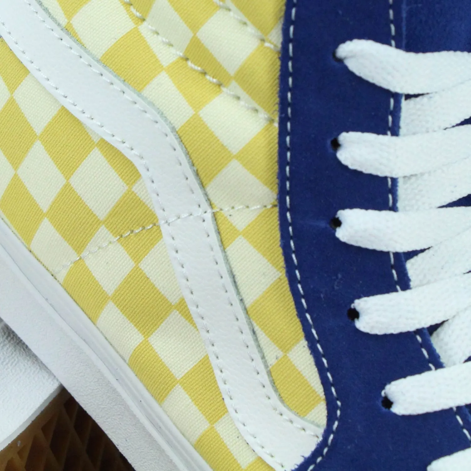 Vans BMX Checkerboard Sk8 Hi - Yellow / Blue exclusive at Remix