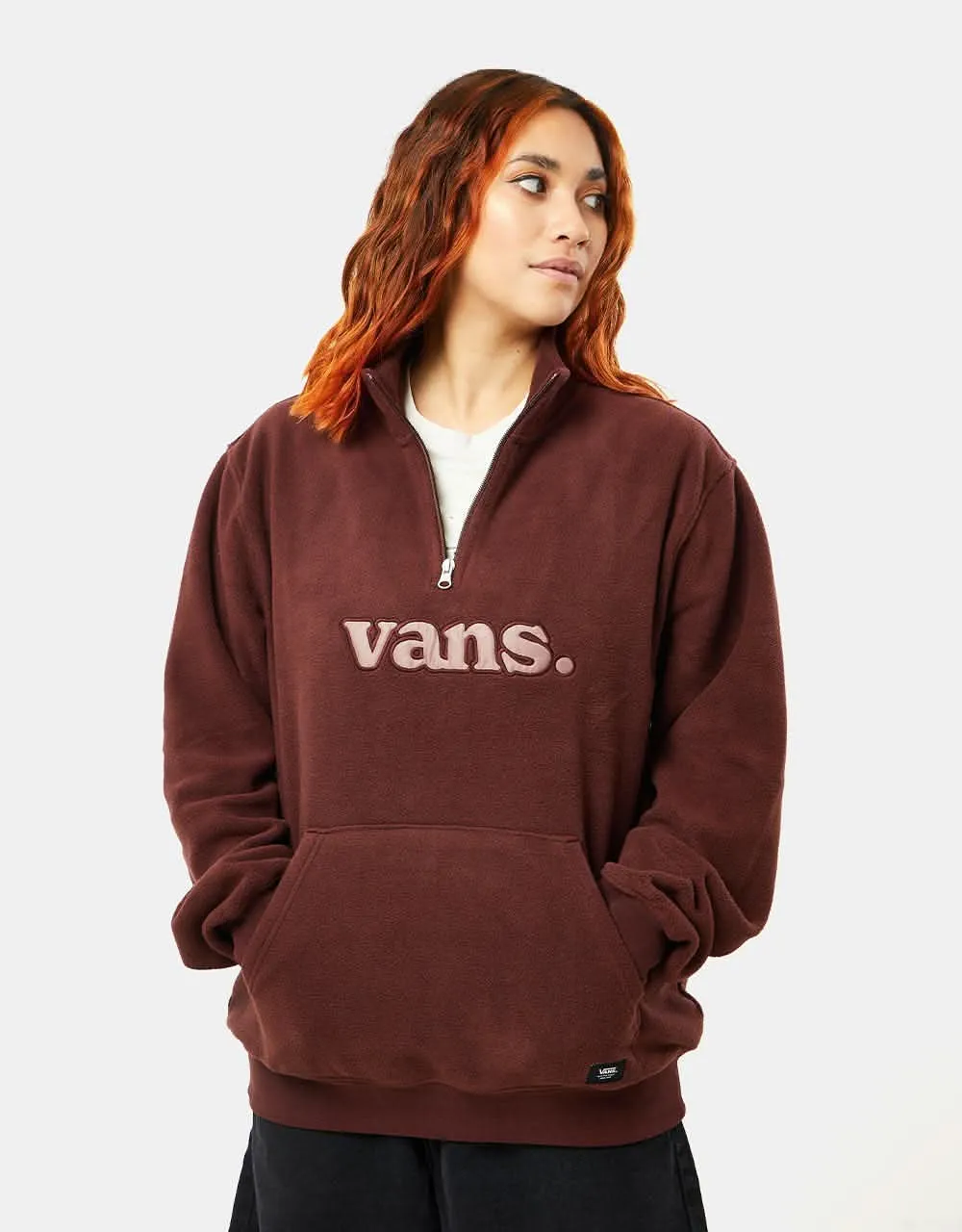 Vans Lowered Loose Polar Fleece Quarter Zip - Bitter Chocolate