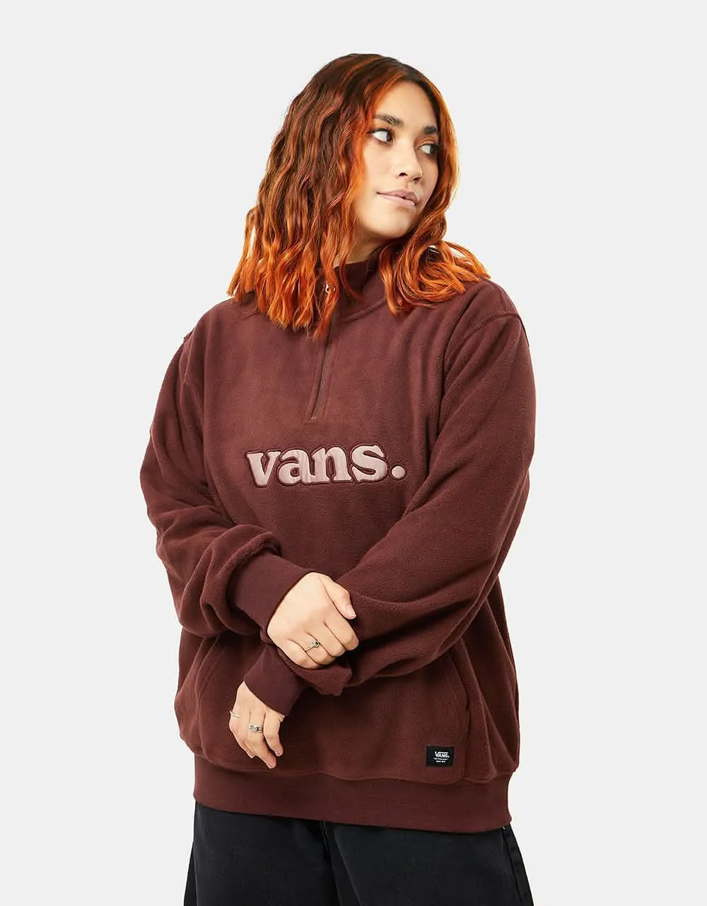 Vans Lowered Loose Polar Fleece Quarter Zip - Bitter Chocolate