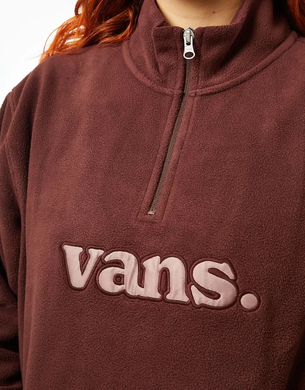 Vans Lowered Loose Polar Fleece Quarter Zip - Bitter Chocolate