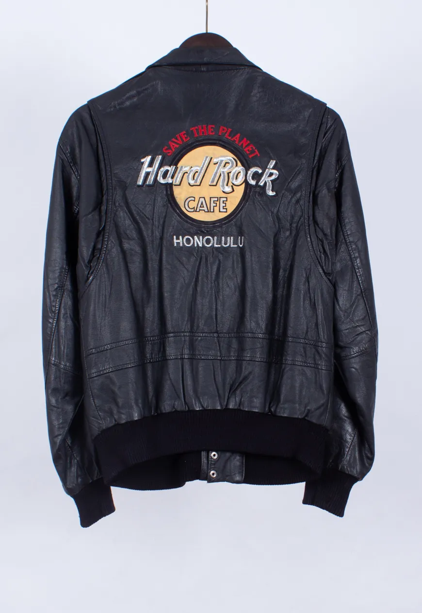 Vintage 90s Hard Rock Cafe Leather Jacket | Vintage Boutique Hull